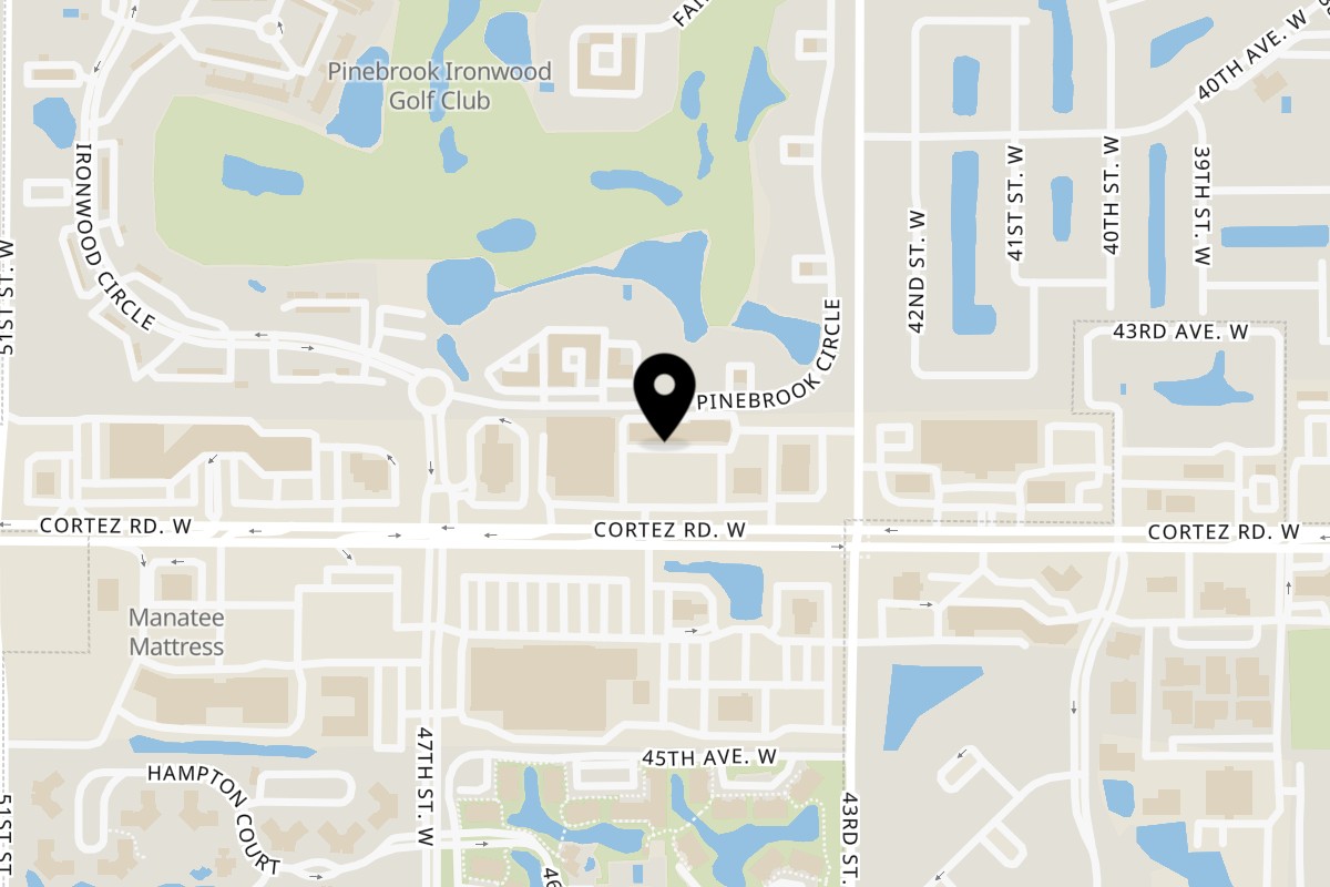 Map showing the location of Aroy D Thai and Sushi on 4442 Cortez Rd W in Bradenton